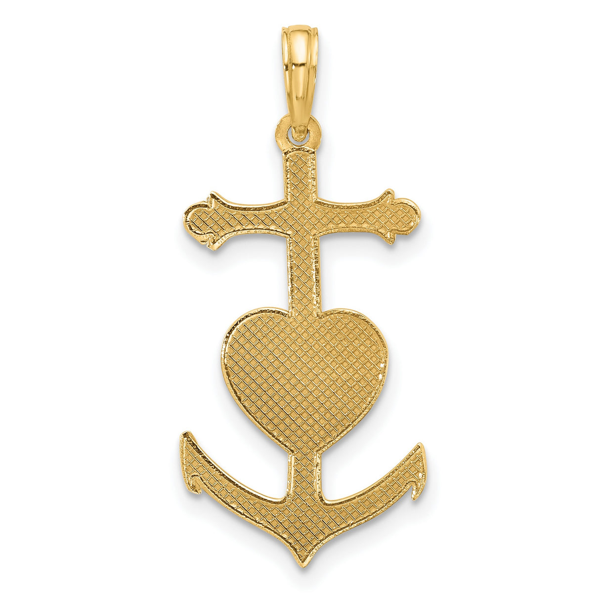 Fancy Anchor and Heart Charm Pendant in Real 14k Multi-Tone Gold