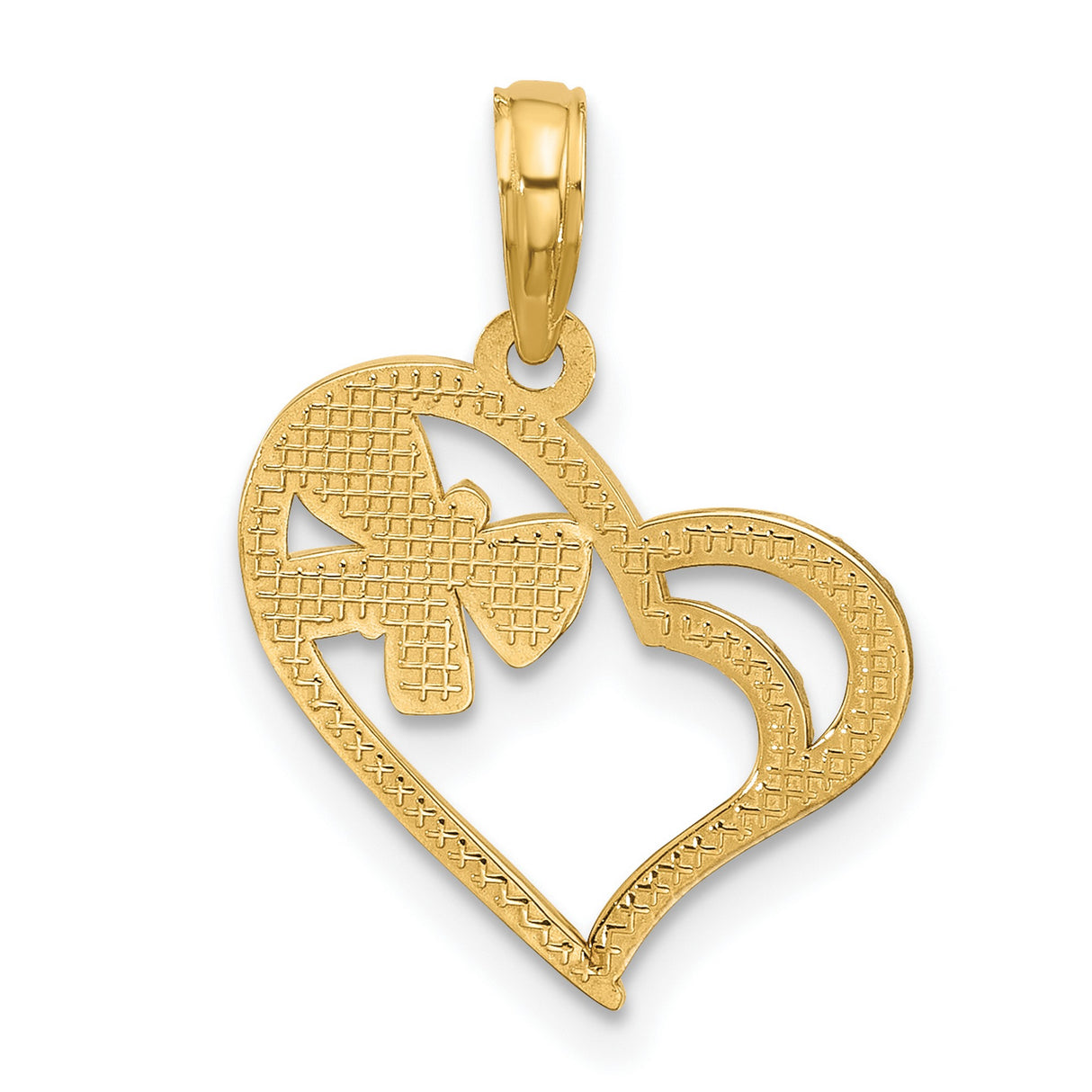 14k Two-Tone Gold Butterfly Heart Pendant, Dainty Symbolic Charm for Women