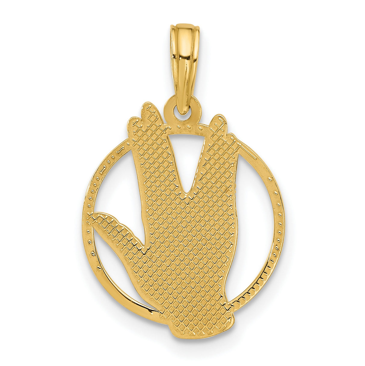 14k Yellow Gold Vulcan Salute Pendant, Sci-Fi Hand Gesture Symbol, Star Trek Fan Jewelry