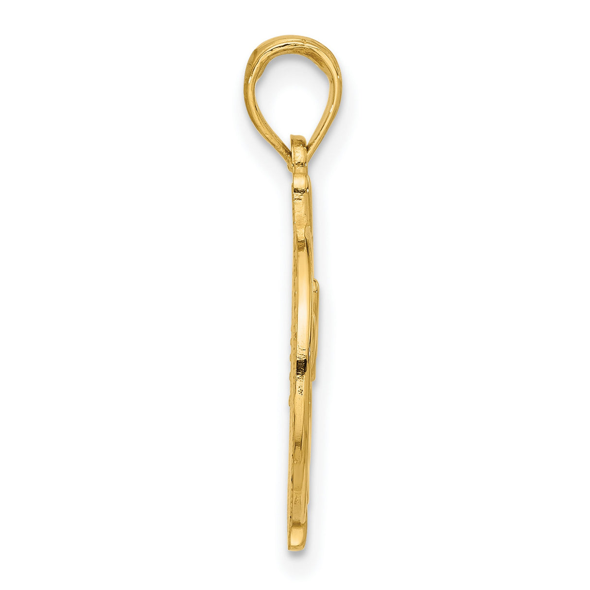 14k Yellow Gold Pendant with Hand Blessing Gesture in Circle, Religious Charm