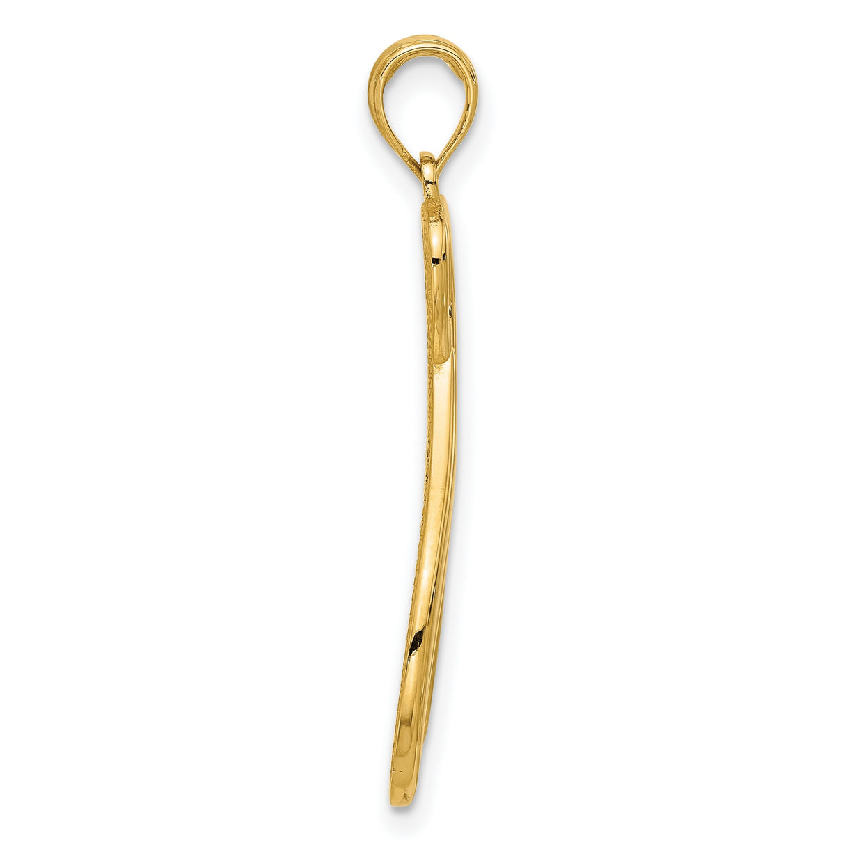 Polished Awareness Ribbon Charm Pendant in Real 14k Yellow Gold