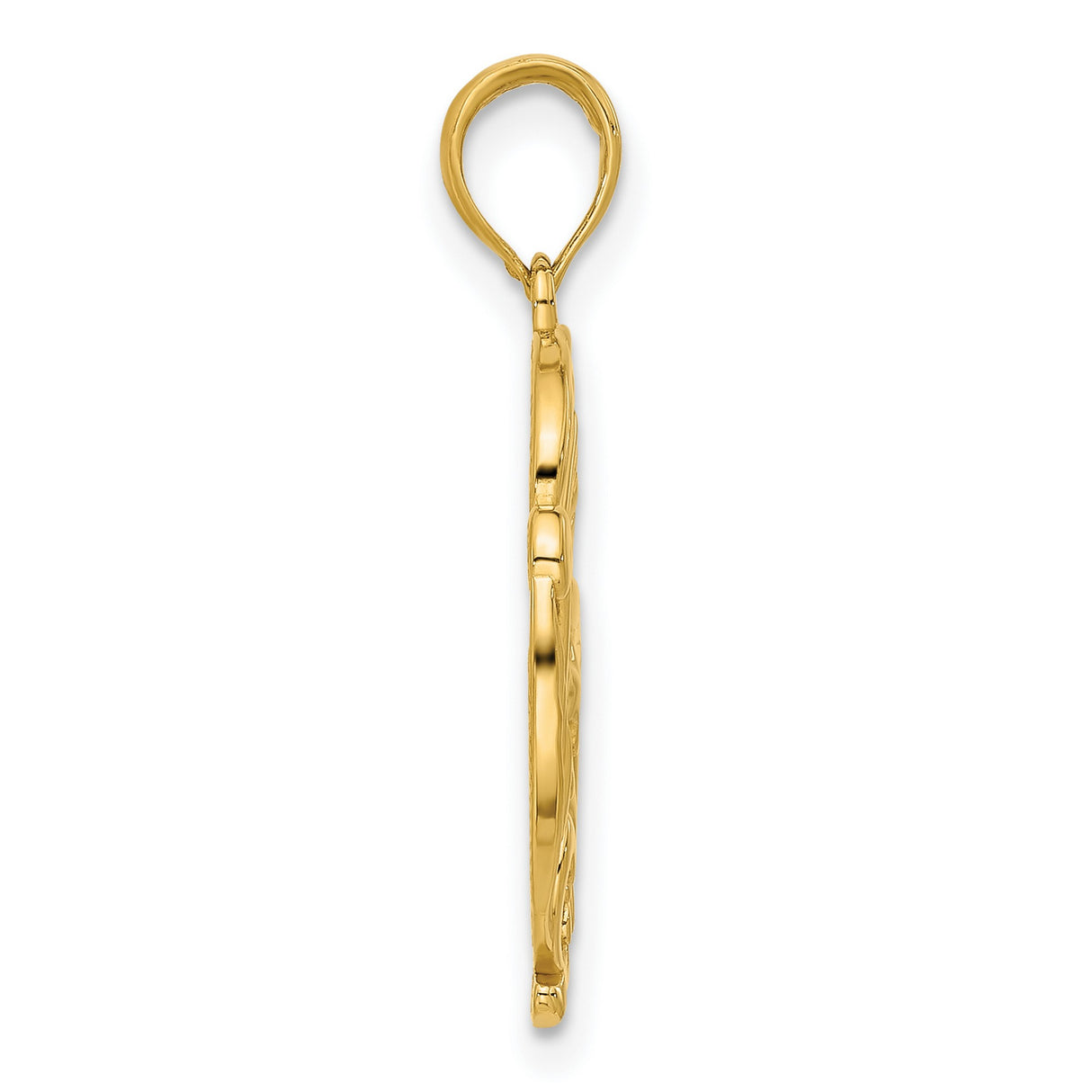 14k Yellow Gold Hummingbird Pendant with Floral Scrollwork and Bird in Flight Motif