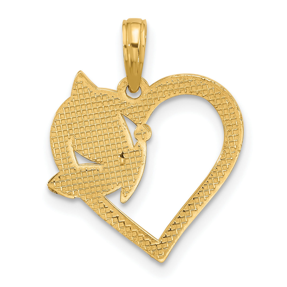 14k Yellow Gold Two-Tone Butterfly Heart Pendant for Women, Open Heart Charm