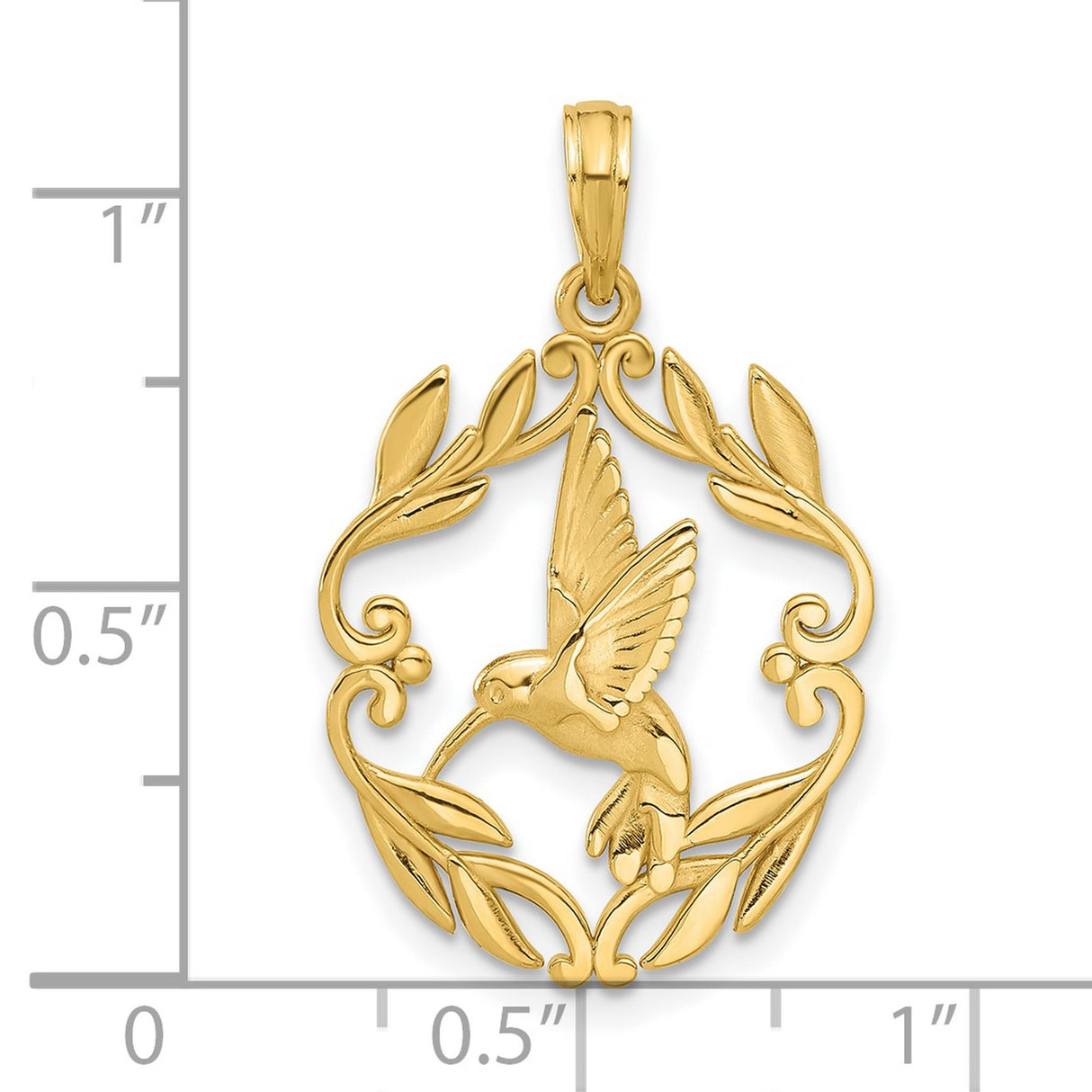 Polished Fancy Hummingbird Charm Pendant in Real 14k Yellow Gold