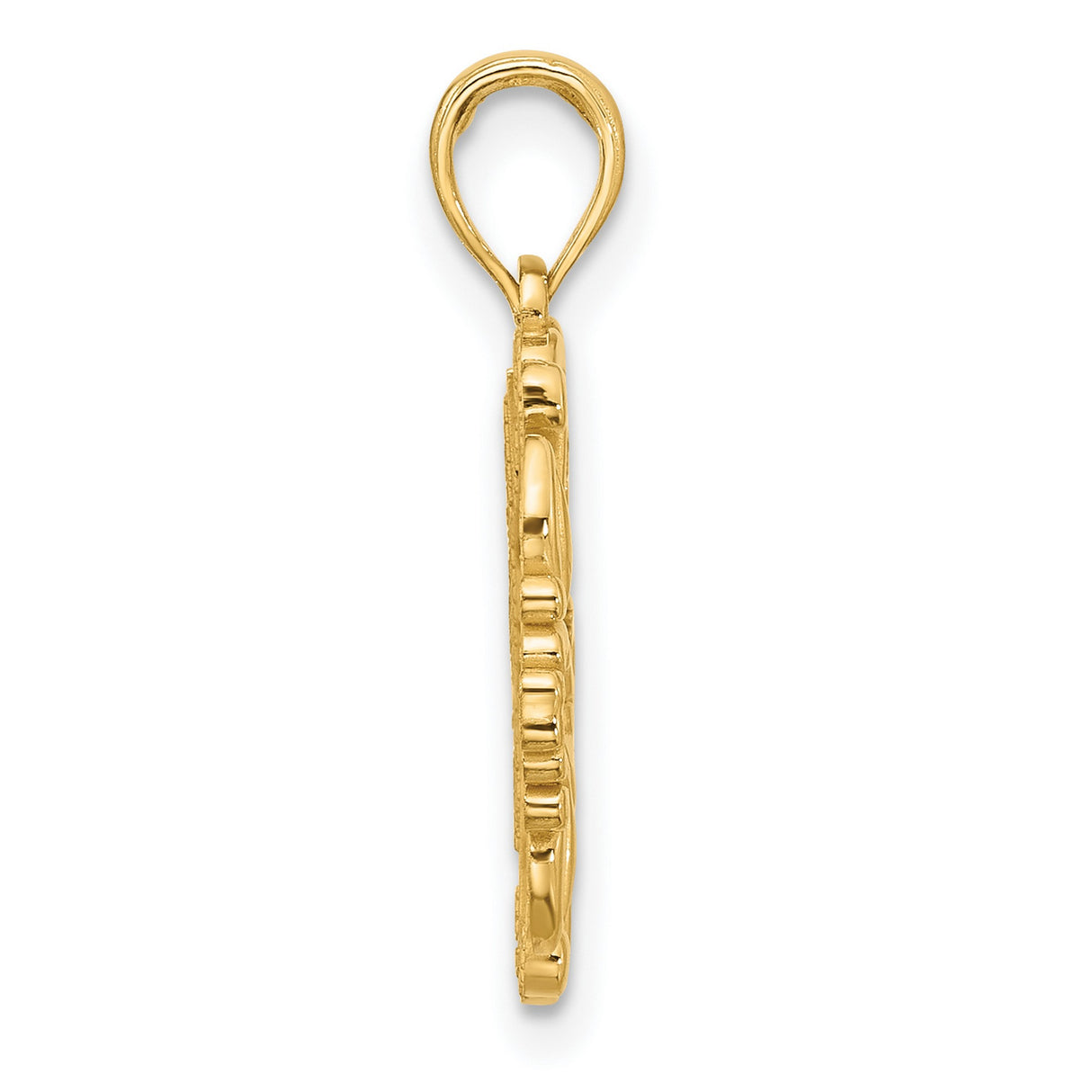 14k Yellow Gold Pendant with Hummingbird, Scroll and Floral Design, Nature-Inspired Charm