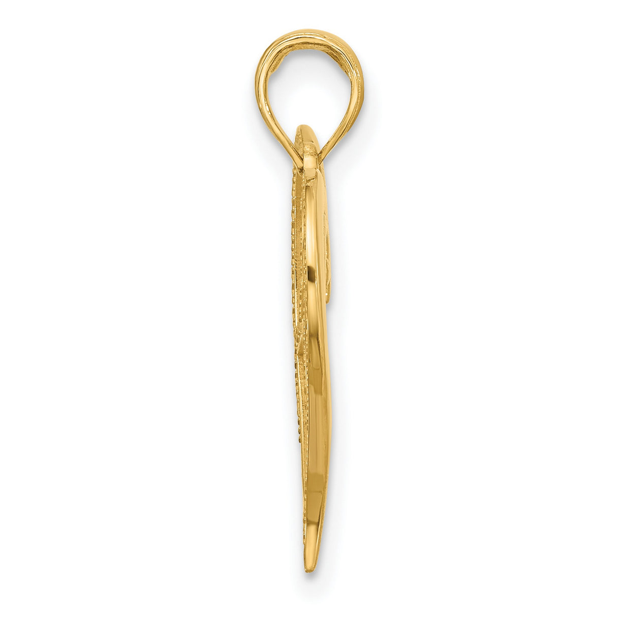 14k Yellow Gold Heart Pendant with Open Scroll and Polished Swirl Design