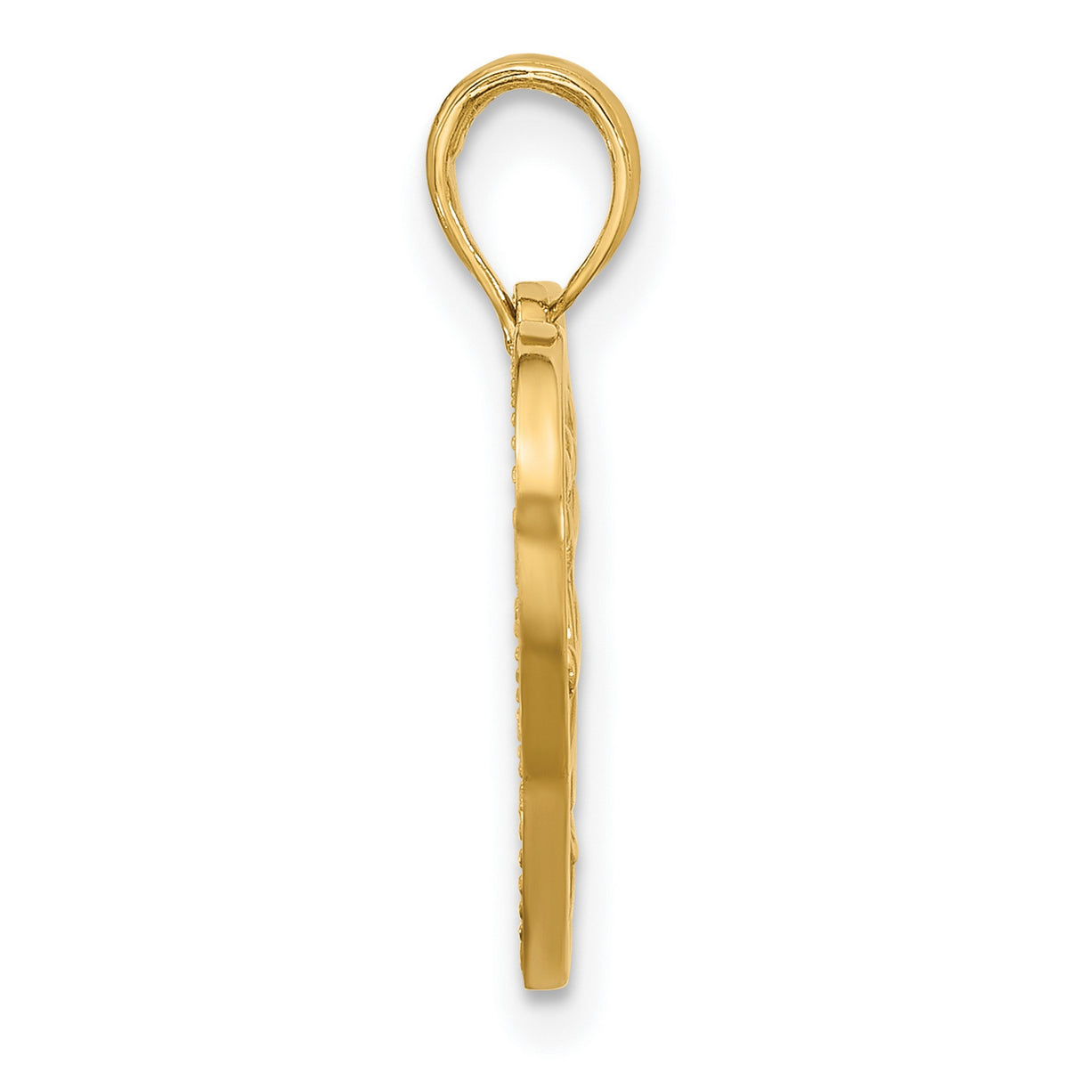 14k Yellow Gold Heart Pendant with Openwork Floral Scroll Design for Women