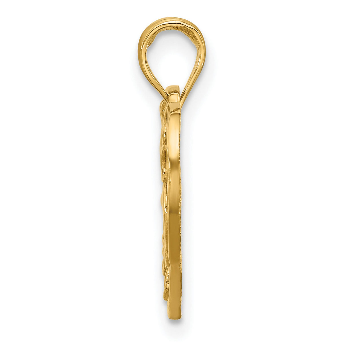 14k Yellow Gold Heart Pendant with Openwork Filigree and Swirling Floral Design for Women