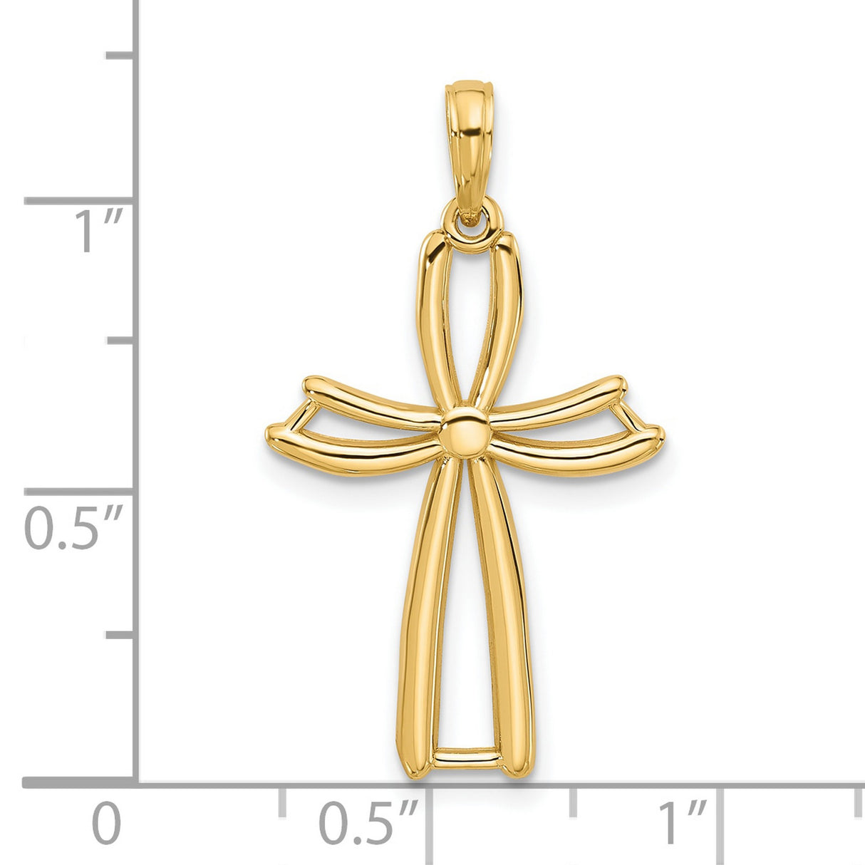 14k Yellow Gold Ankh Cross Pendant, Openwork Sculptural Design, Spiritual Symbol for Men and Women