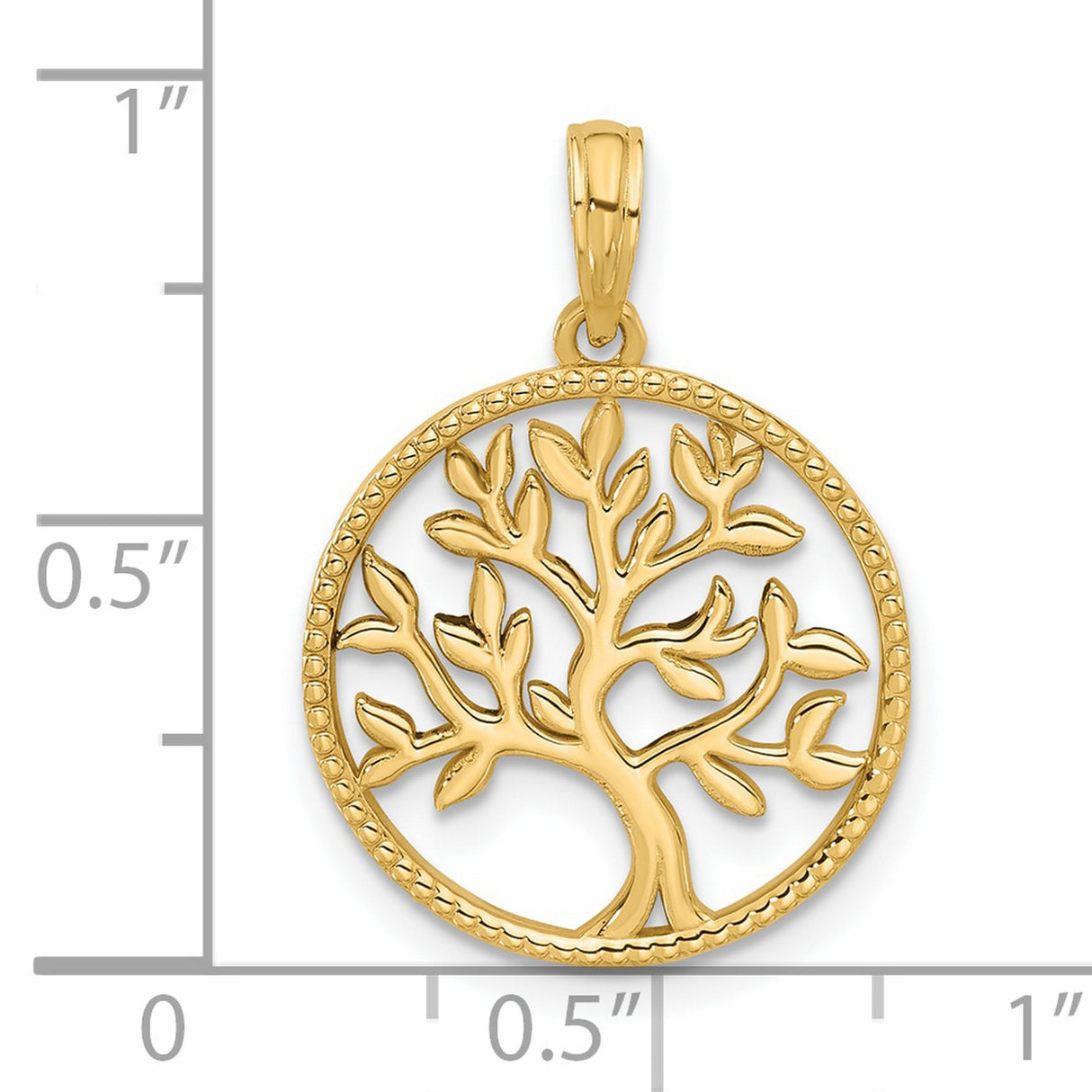 14k Yellow Gold Tree of Life Pendant, Openwork Circular Design, Symbolizing Family and Growth