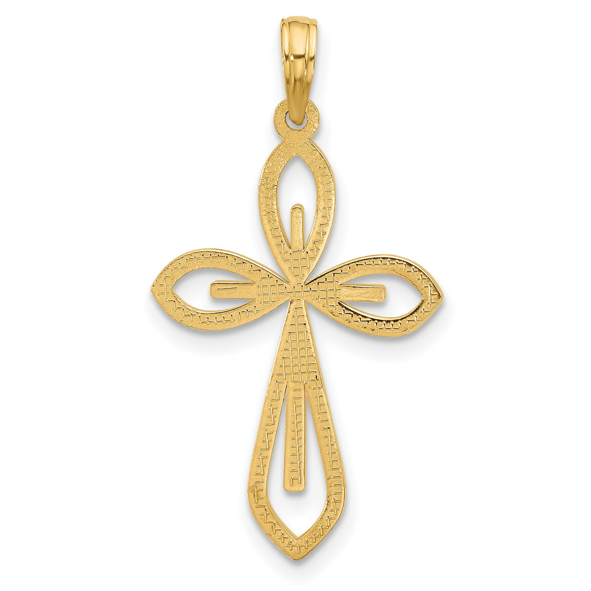 14k Yellow Gold Cross Pendant with Openwork Ankh Design, Modern Spiritual Charm