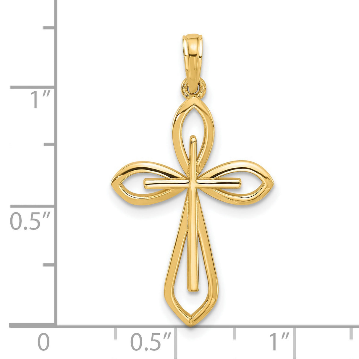 14k Yellow Gold Cross Pendant with Openwork Ankh Design, Modern Spiritual Charm