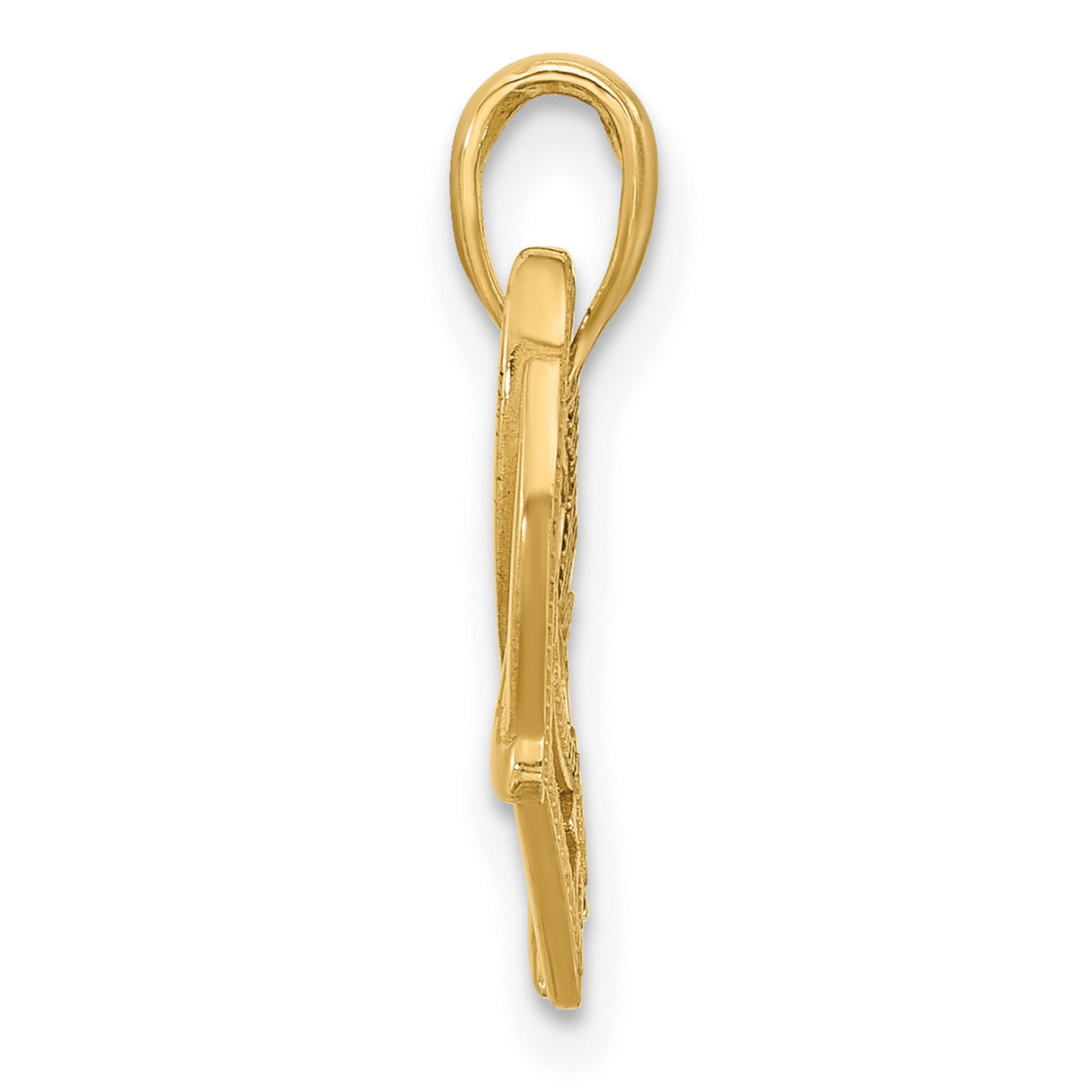 14k Yellow Gold Heart Pendant with Floral Design and Ribbon Motif for Women