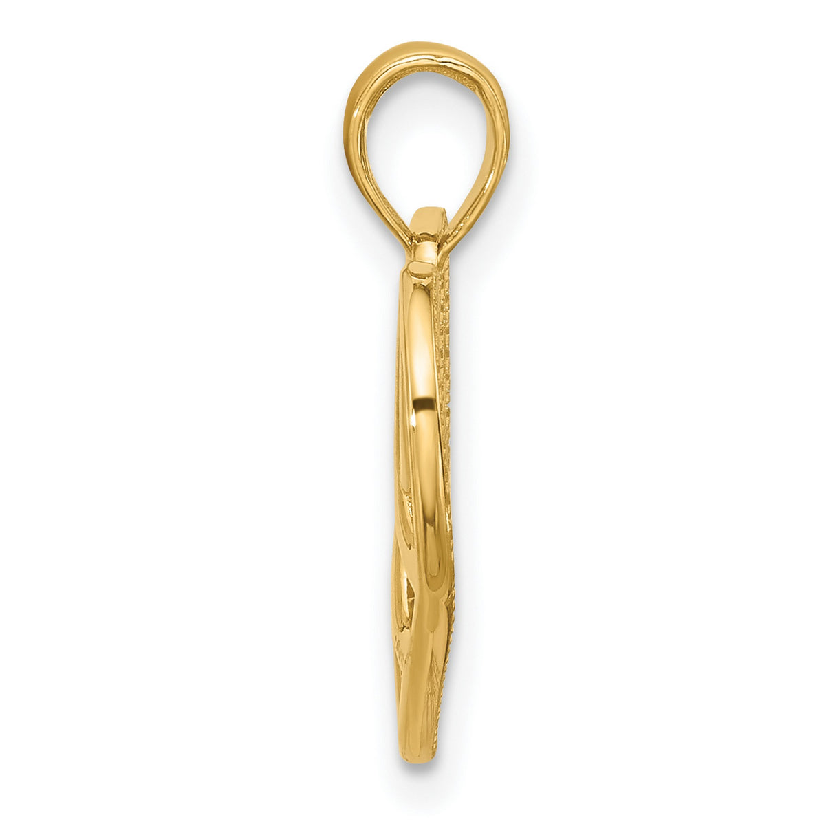 14k Yellow Gold Open Heart Pendant with Abstract Filigree Design for Women