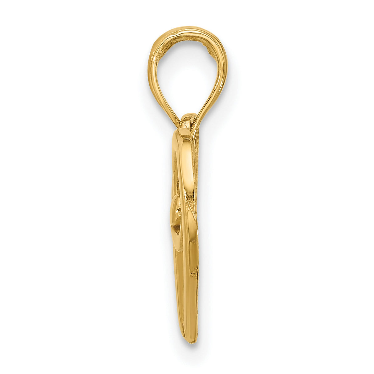 Polished Fancy Heart Charm Pendant in Real 14k Yellow Gold