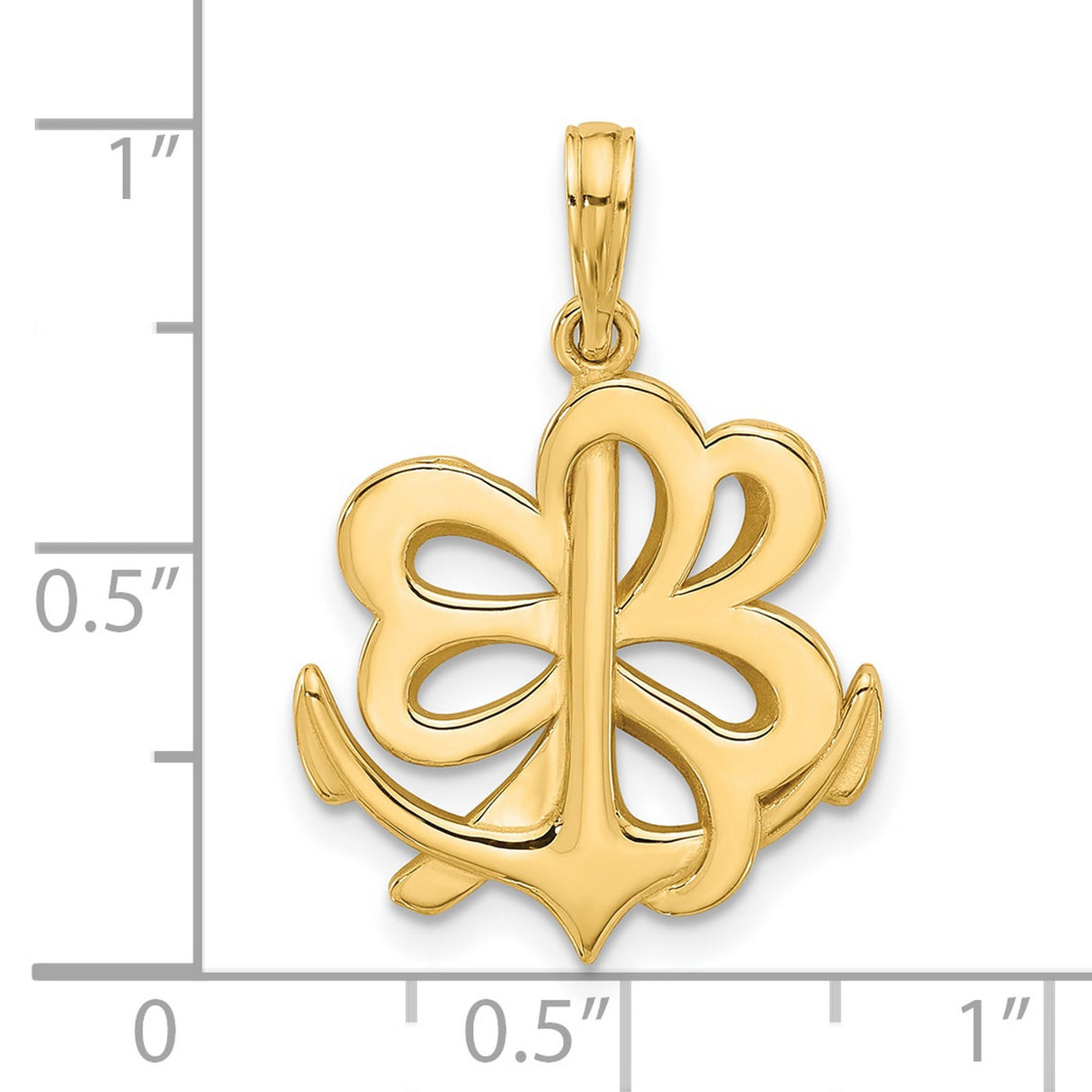 14k Yellow Gold Anchor Heart Cross Pendant, Religious Symbol of Faith, Hope, and Love for Women
