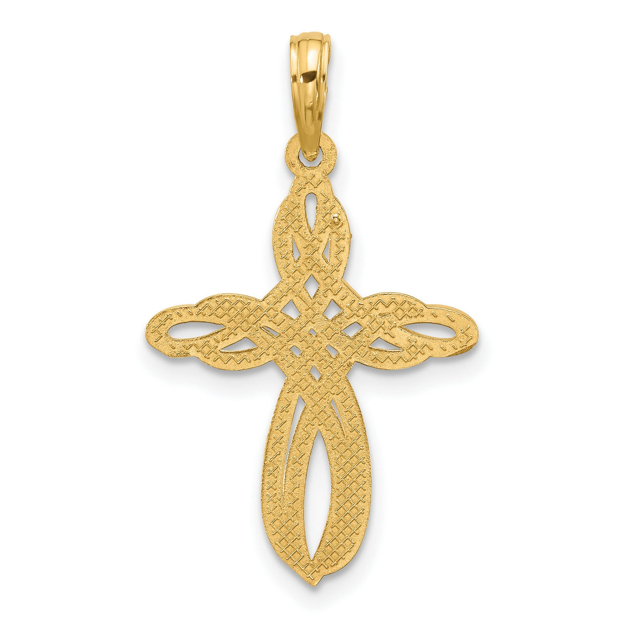 14k Yellow Gold Cross Pendant with Polished Interwoven Loops, Faith-Inspired Design for Men and Women