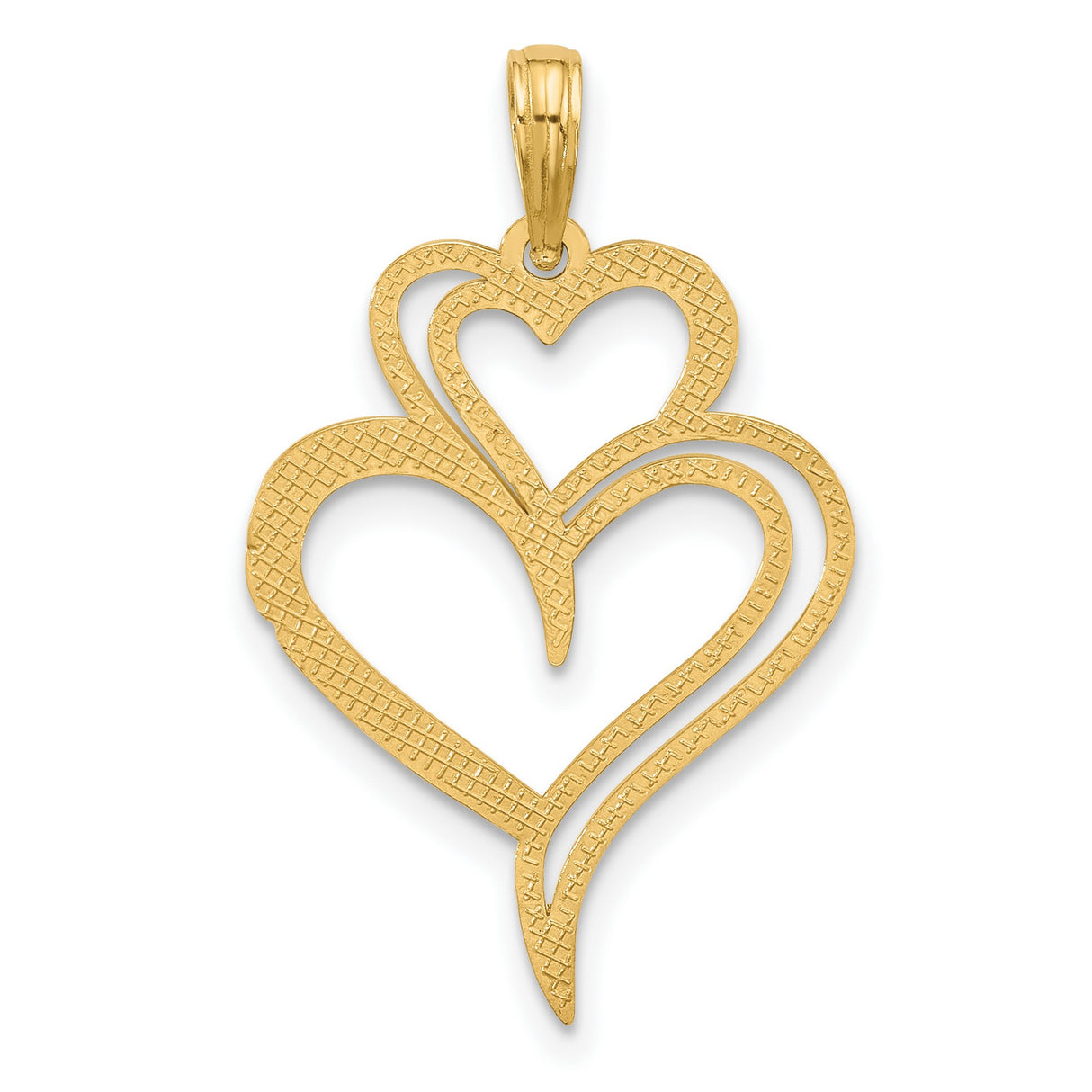 14k Yellow Gold Pendant with Intertwined Open Hearts, Symbolic Love and Connection Jewelry