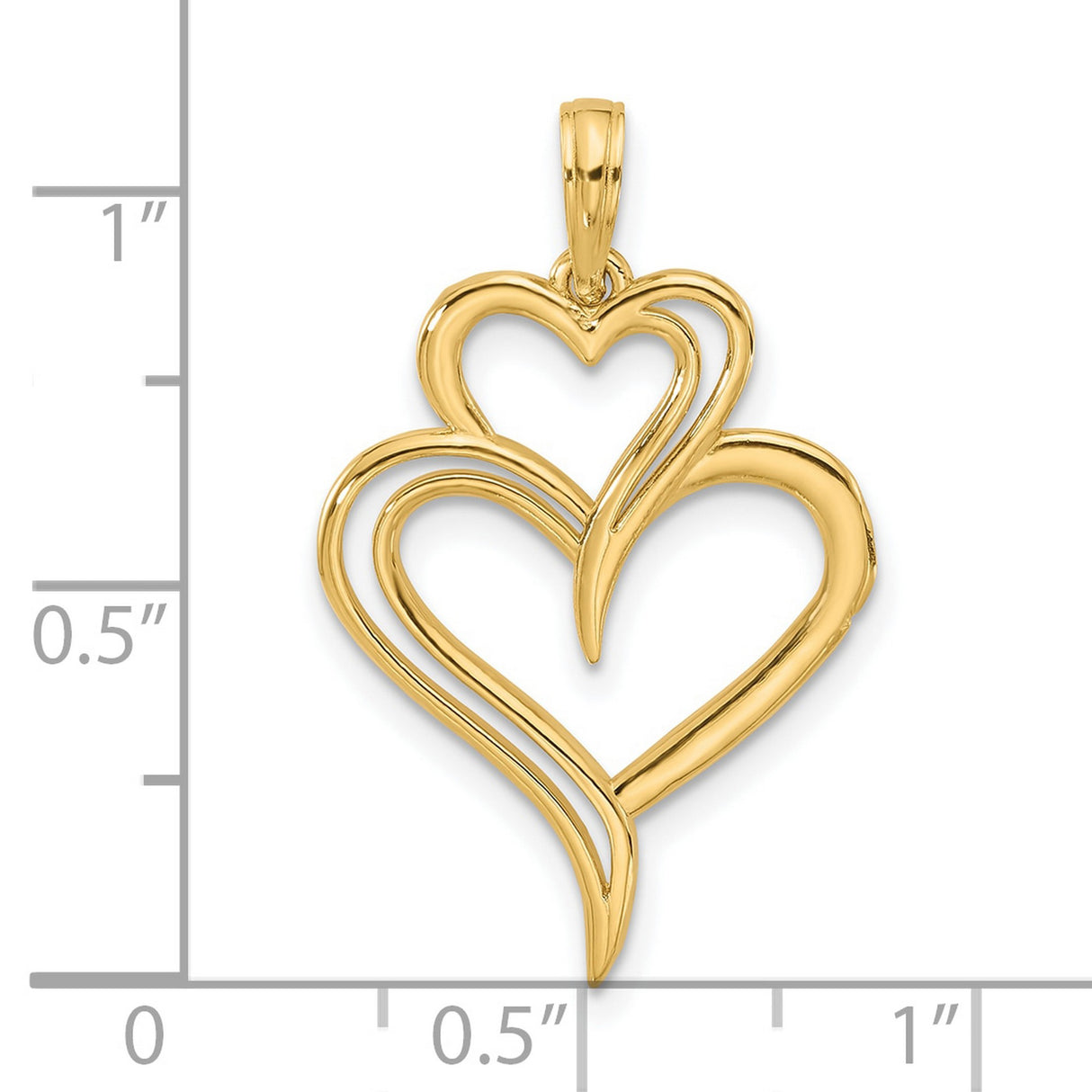14k Yellow Gold Pendant with Intertwined Open Hearts, Symbolic Love and Connection Jewelry