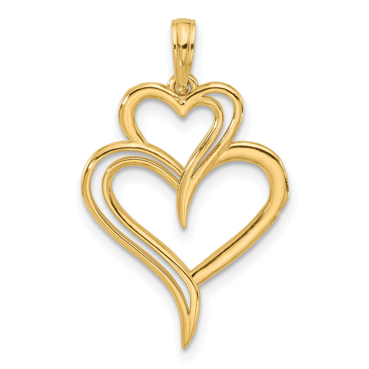 14k Yellow Gold Pendant with Intertwined Open Hearts, Symbolic Love and Connection Jewelry