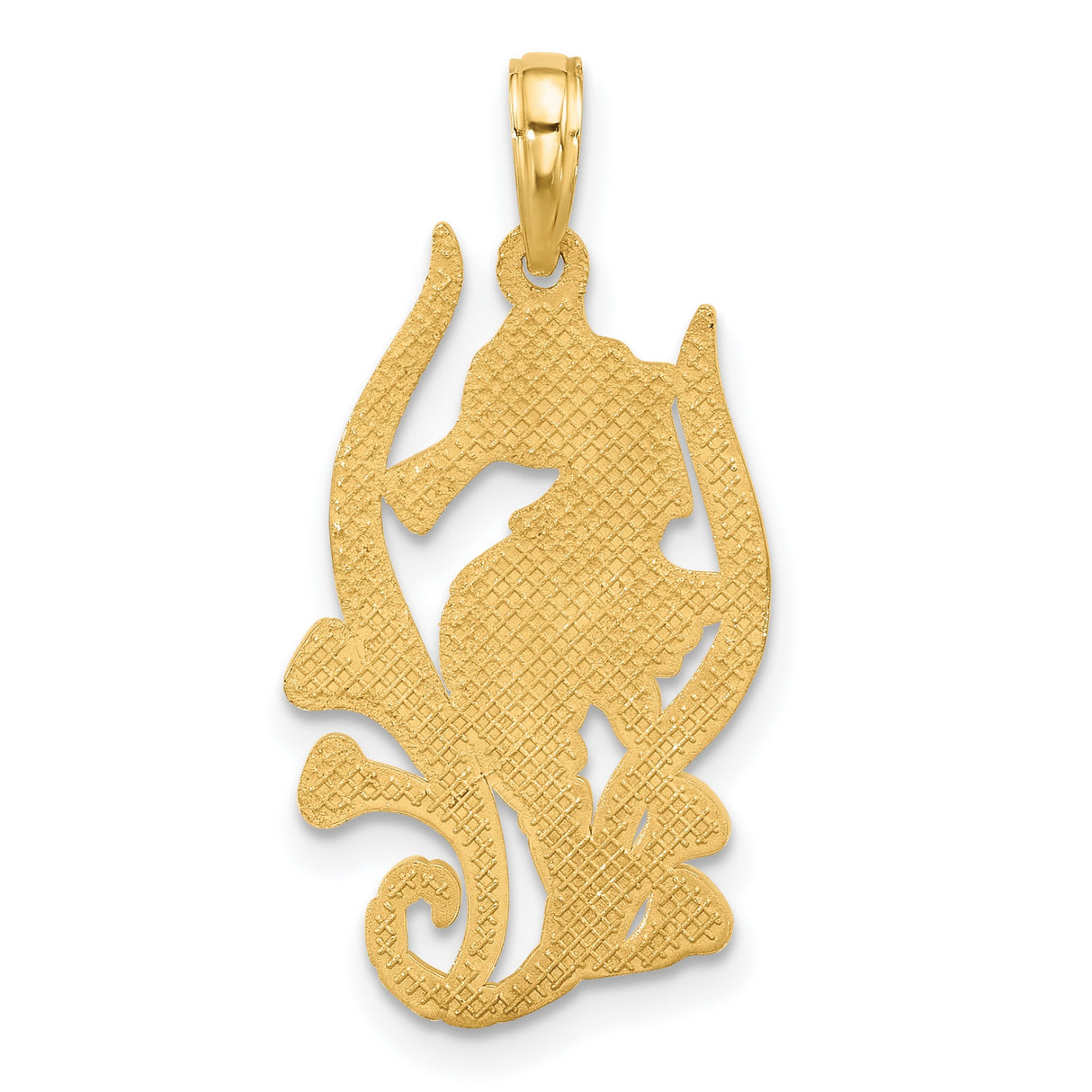 14k Yellow Gold Seahorse Pendant, Detailed Nautical Ocean Charm for Women or Unisex Wear