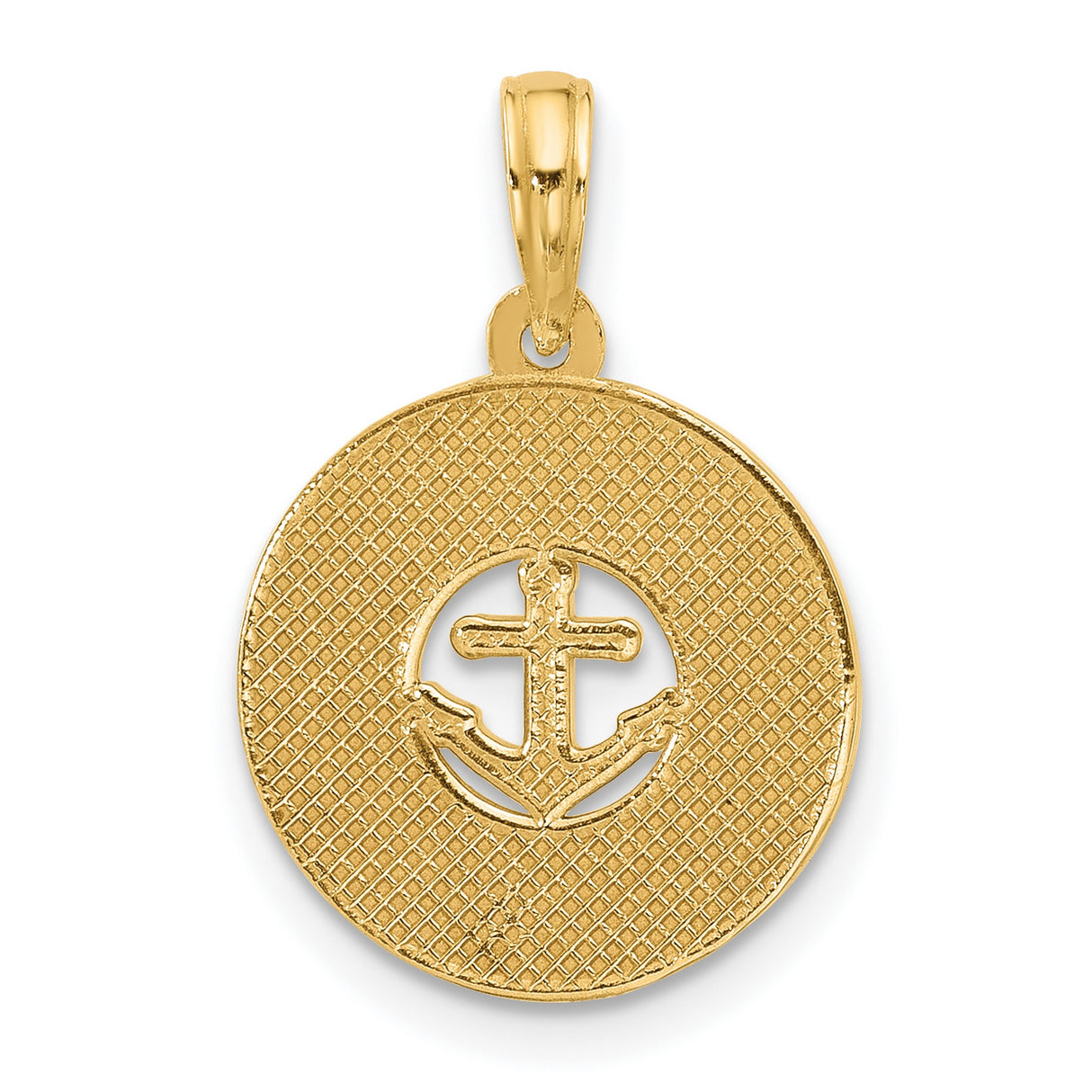 14k Yellow Gold Anchor and Stars Pendant, Nautical Christian Symbol for Women or Unisex Wear