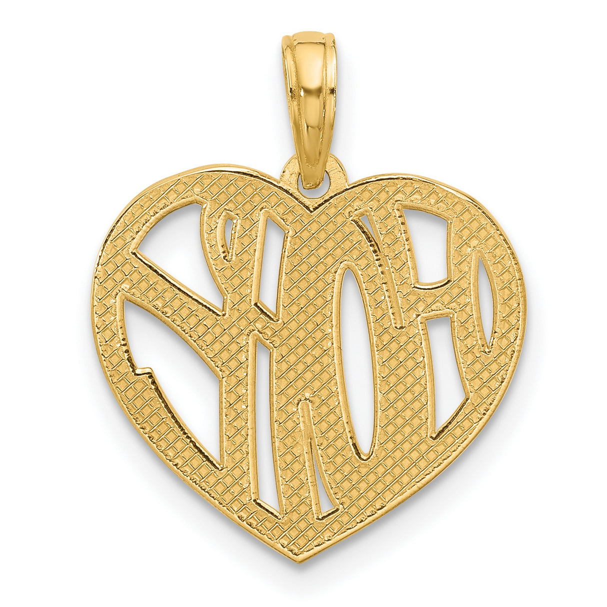 14k Yellow Gold Heart Pendant with HOPE Cutout Letters, Inspirational Jewelry for Women