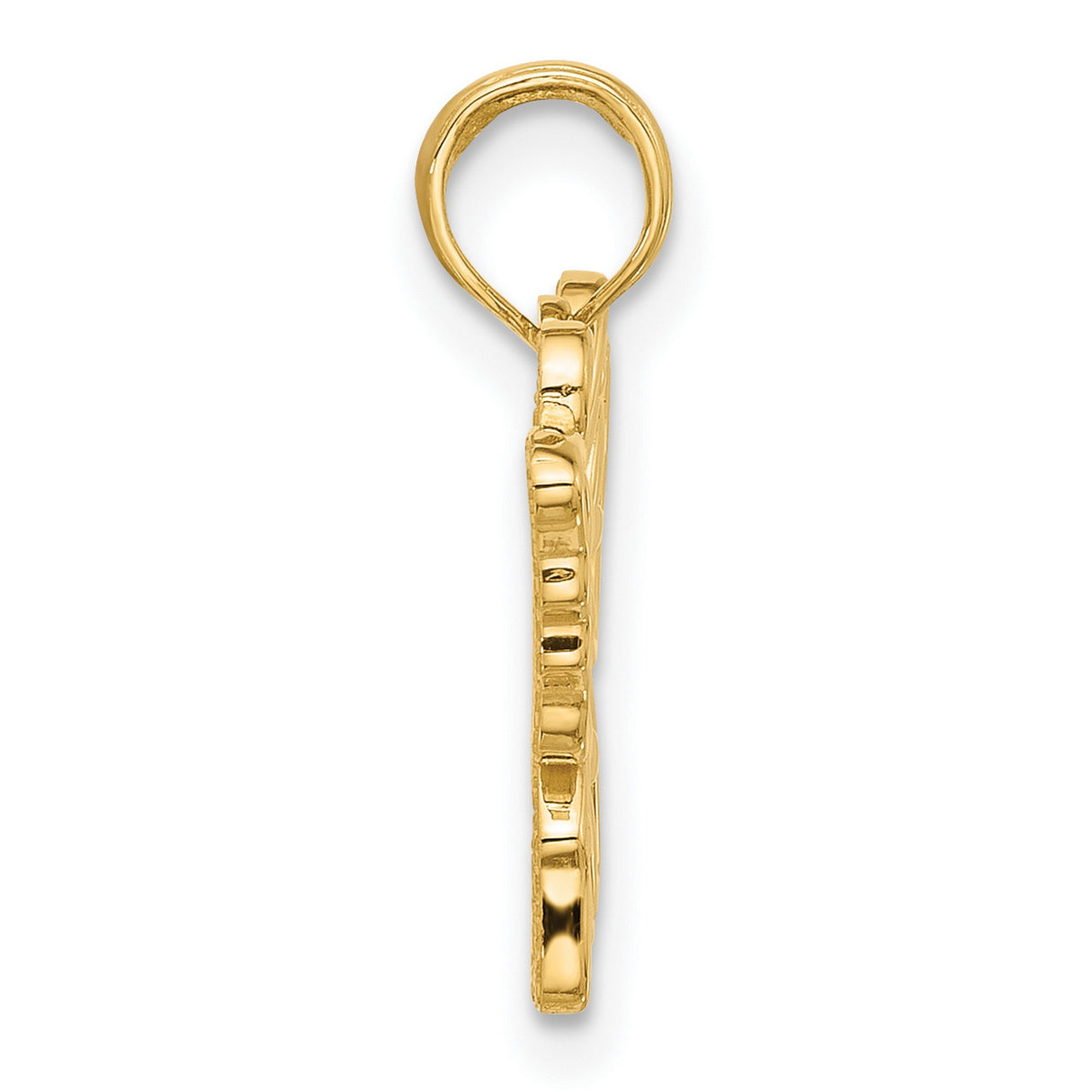 Polished Fancy Butterfly Charm Pendant in Real 14k Yellow Gold