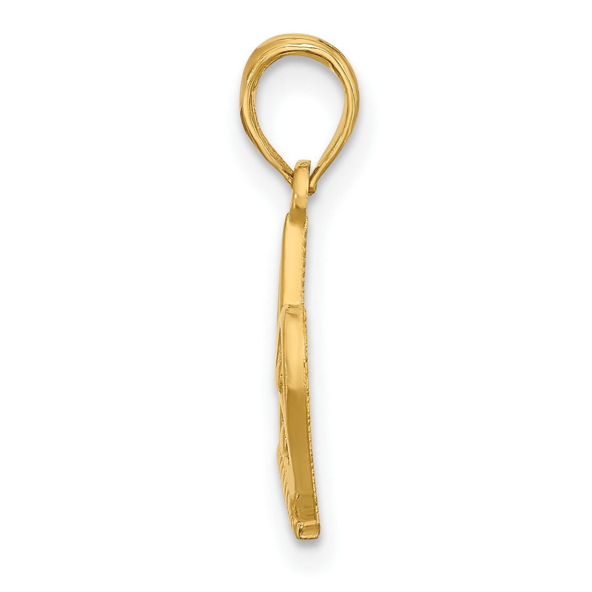 Polished Fancy Crown Charm Pendant in Real 14k Yellow Gold