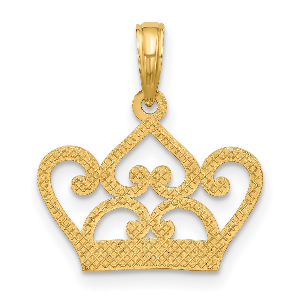 Polished Fancy Crown Charm Pendant in Real 14k Yellow Gold