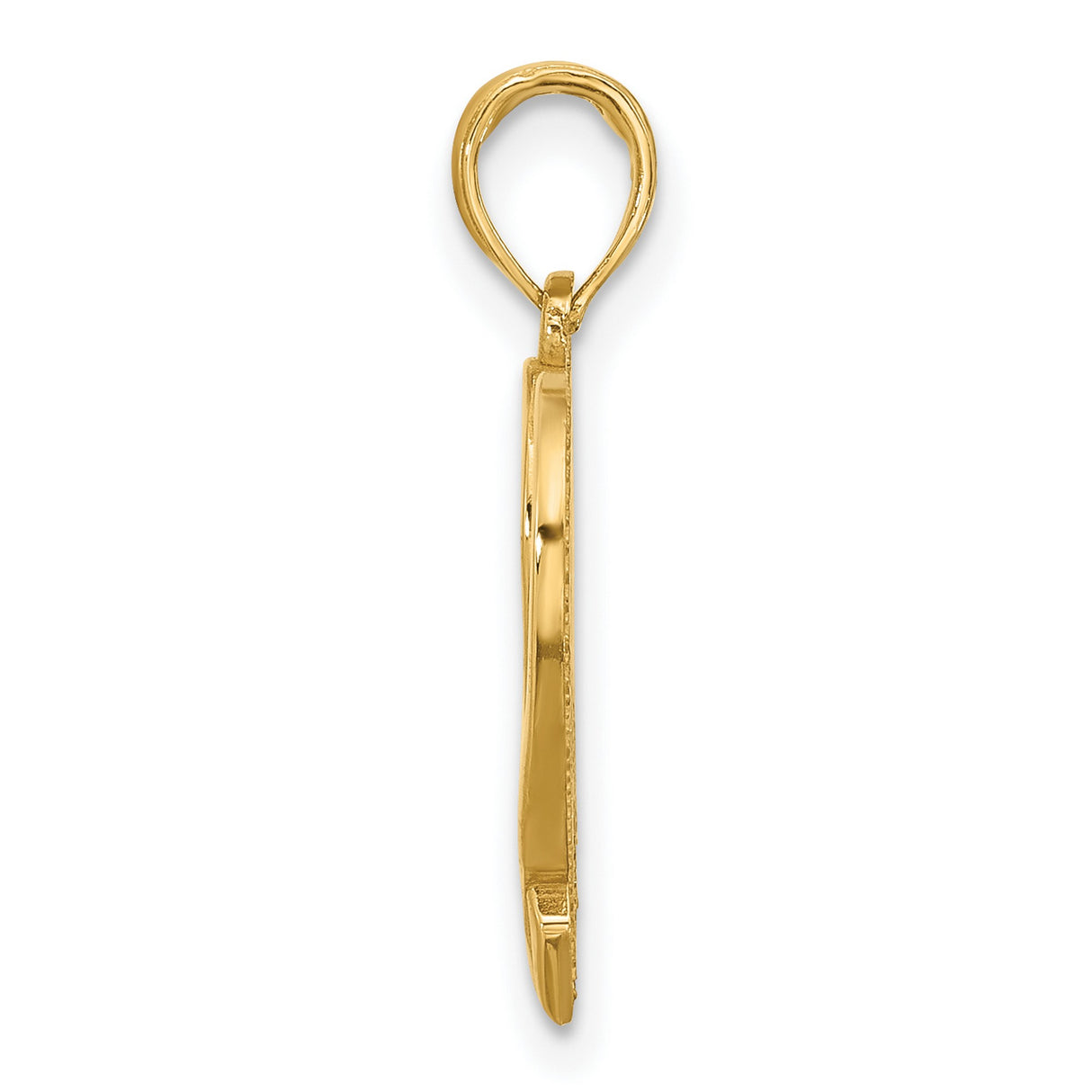 14k Yellow Gold Heart and Awareness Ribbon Pendant, Polished Open Heart Jewelry for Women