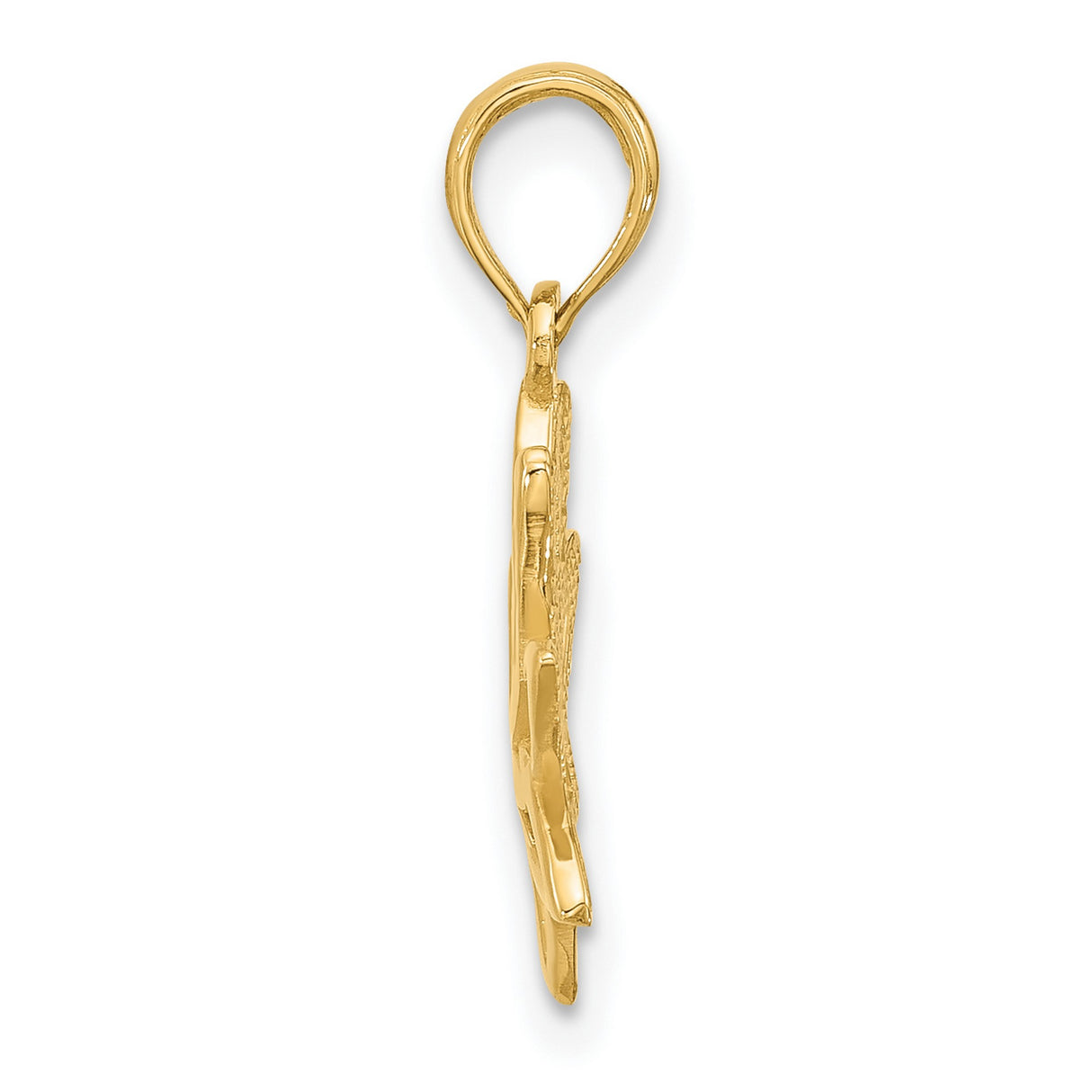 14k Yellow Gold Lotus Pendant, Openwork Spiritual Yoga Design for Women