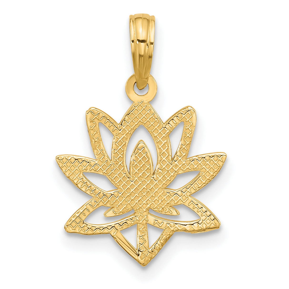 14k Yellow Gold Lotus Pendant, Openwork Spiritual Yoga Design for Women