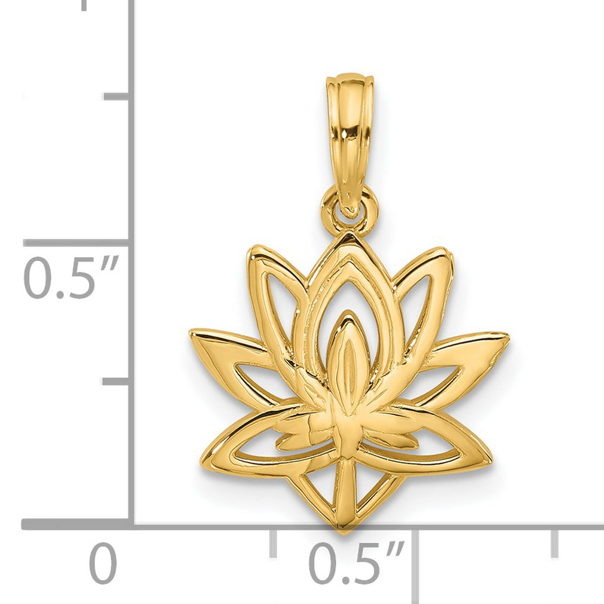 14k Yellow Gold Lotus Pendant, Openwork Spiritual Yoga Design for Women