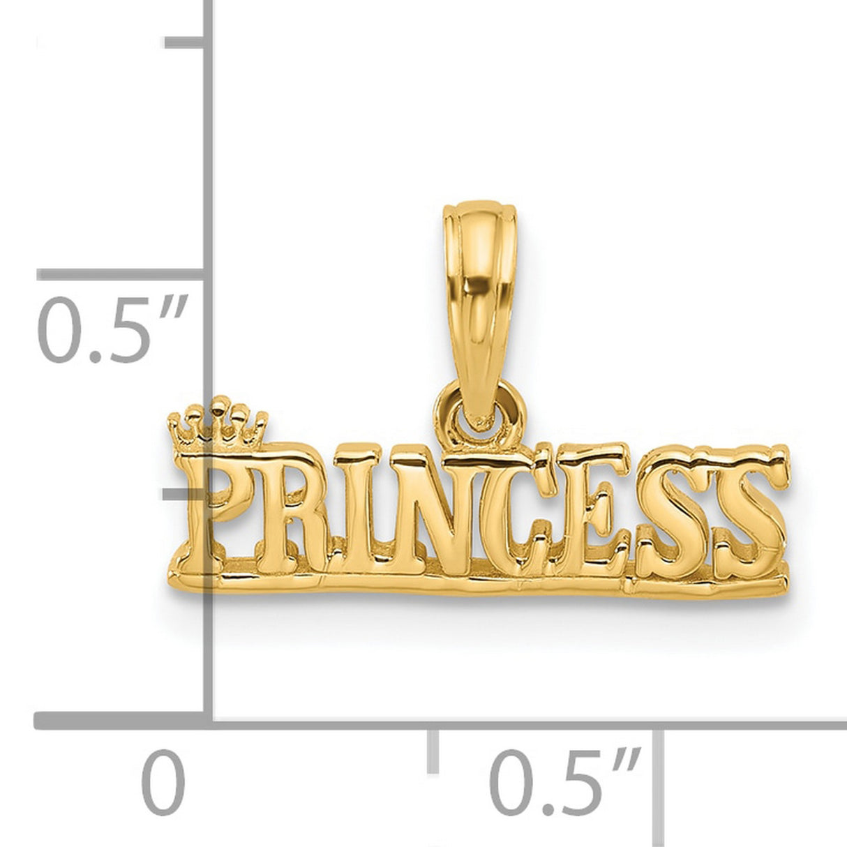 14k Yellow Gold Princess Pendant with Crown Accent and Script Name Detail