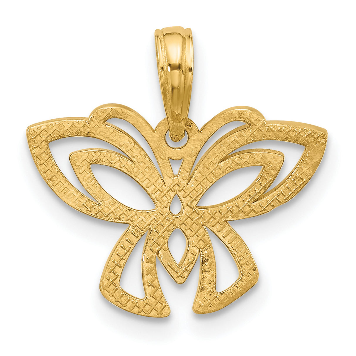 14k Yellow Gold Butterfly Pendant, Open Design Charm with Nature-Inspired Motif for Women