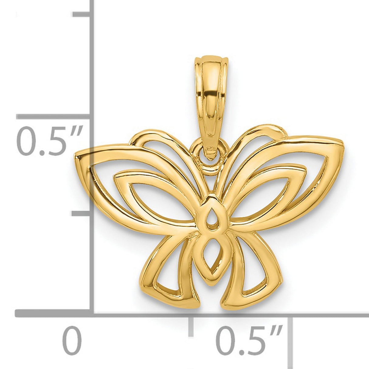 14k Yellow Gold Butterfly Pendant, Open Design Charm with Nature-Inspired Motif for Women