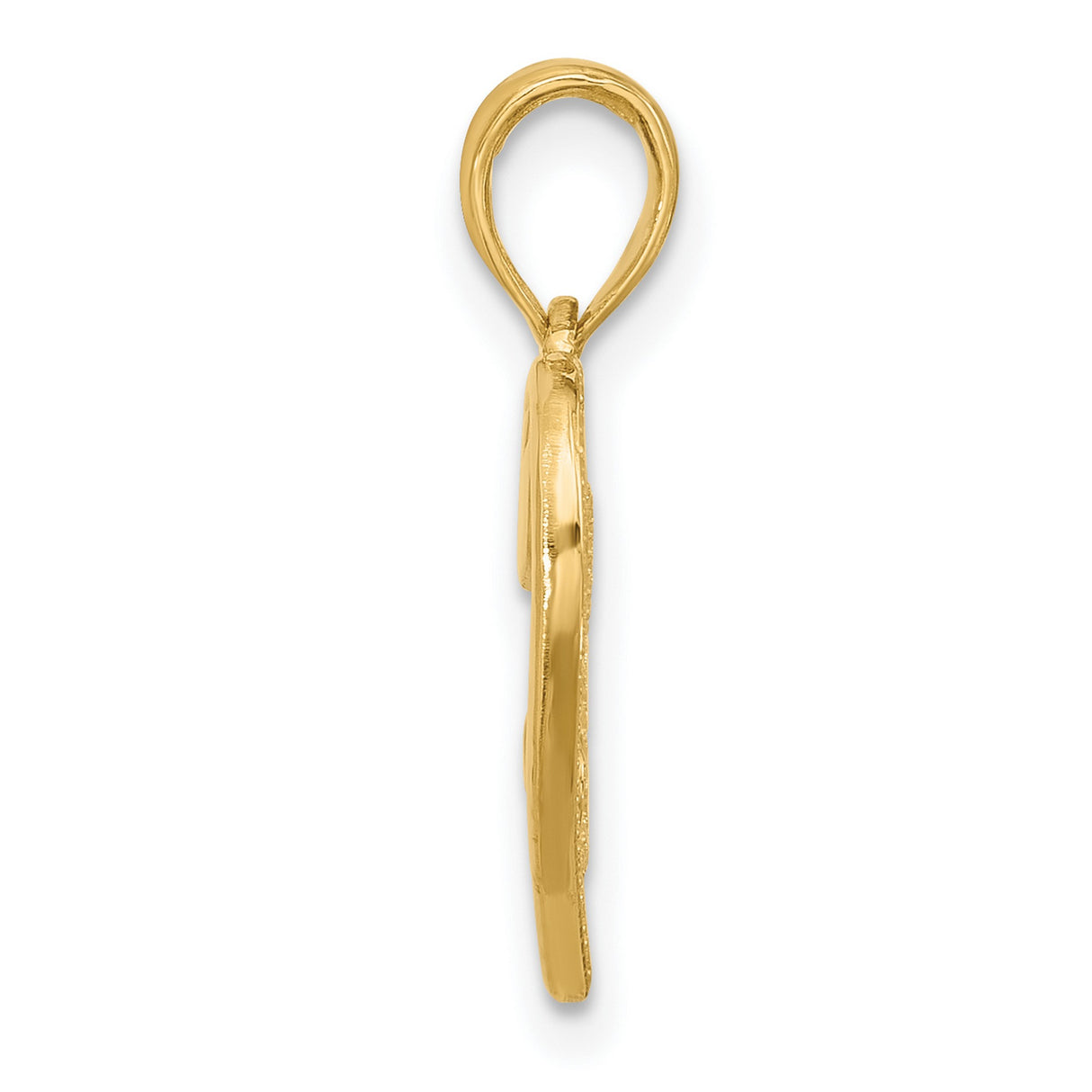 14k Yellow Gold Heart Pendant with Script Love and Small Accent Heart for Women