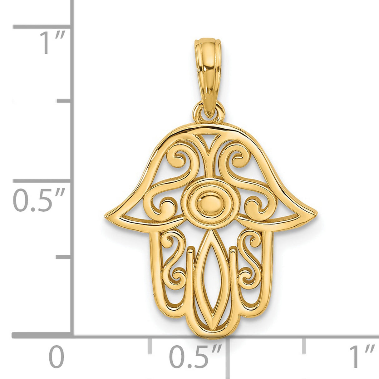 14k Yellow Gold Hamsa Hand Pendant with Intricate Filigree Design, Spiritual Protection Jewelry