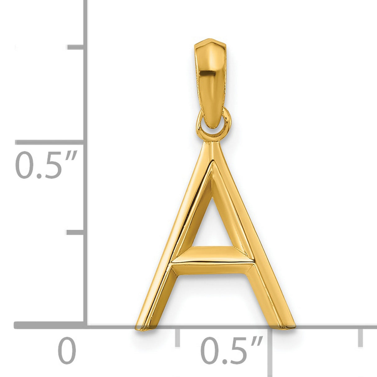 14k Yellow Gold Initial A Pendant Charm, Polished Block Letter Alphabet Jewelry for Women or Unisex