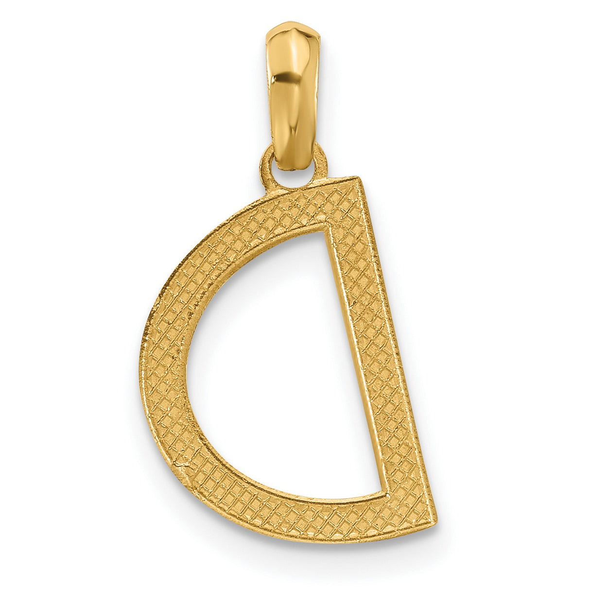 14k Yellow Gold Initial D Pendant Charm, Polished Block Letter Monogram Jewelry