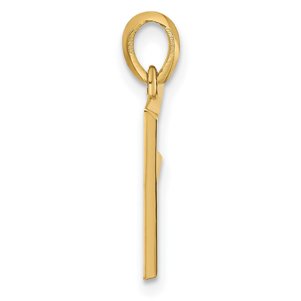 14k Yellow Gold Letter F Pendant, Polished Block Initial Charm, Unisex Monogram Jewelry