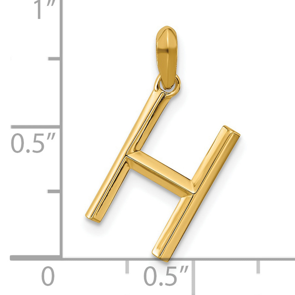 14k Yellow Gold Letter H Pendant Charm, Polished Block Initial for Women or Unisex Wear