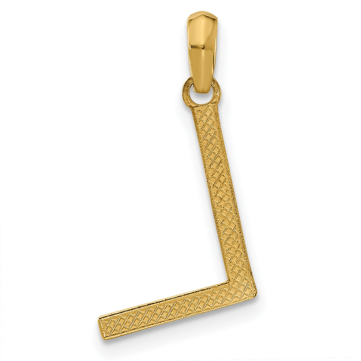 14k Yellow Gold Letter L Pendant, Polished Flat Initial Charm, Minimalist Monogram Jewelry
