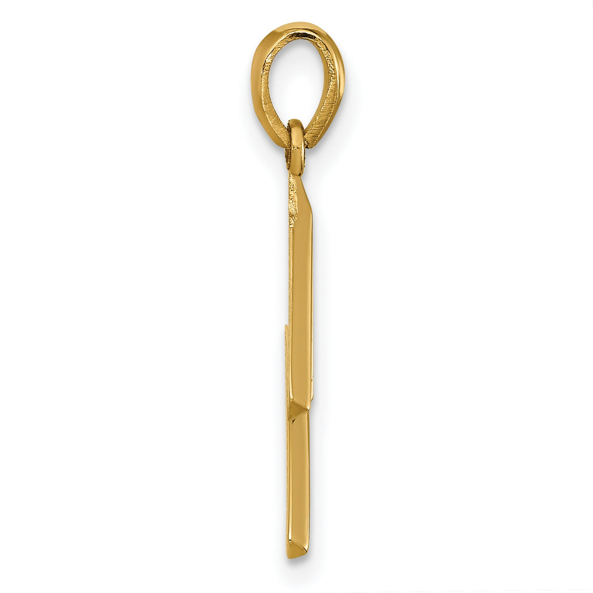 14k Yellow Gold Lightning Bolt Pendant, Modern Zigzag Symbol of Strength for Men and Women