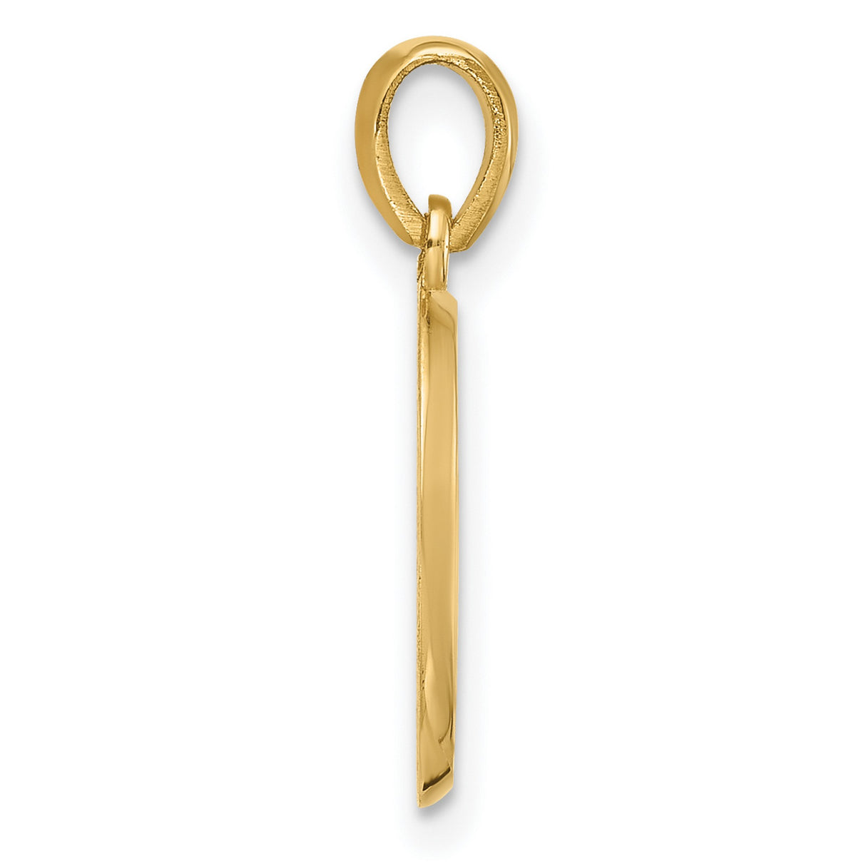 14k Yellow Gold Oval Pendant, Minimalist Polished Open Loop Symbolizing Eternity for Women