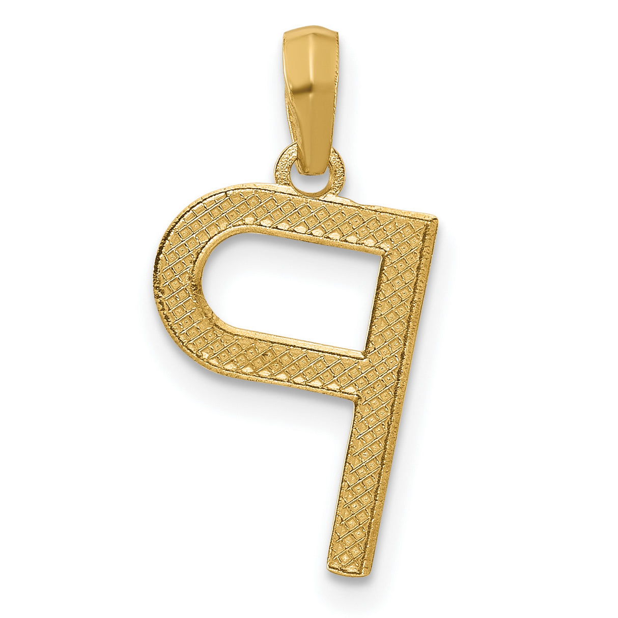 14k Yellow Gold Initial P Pendant Charm, Block Letter Alphabet Design for Women