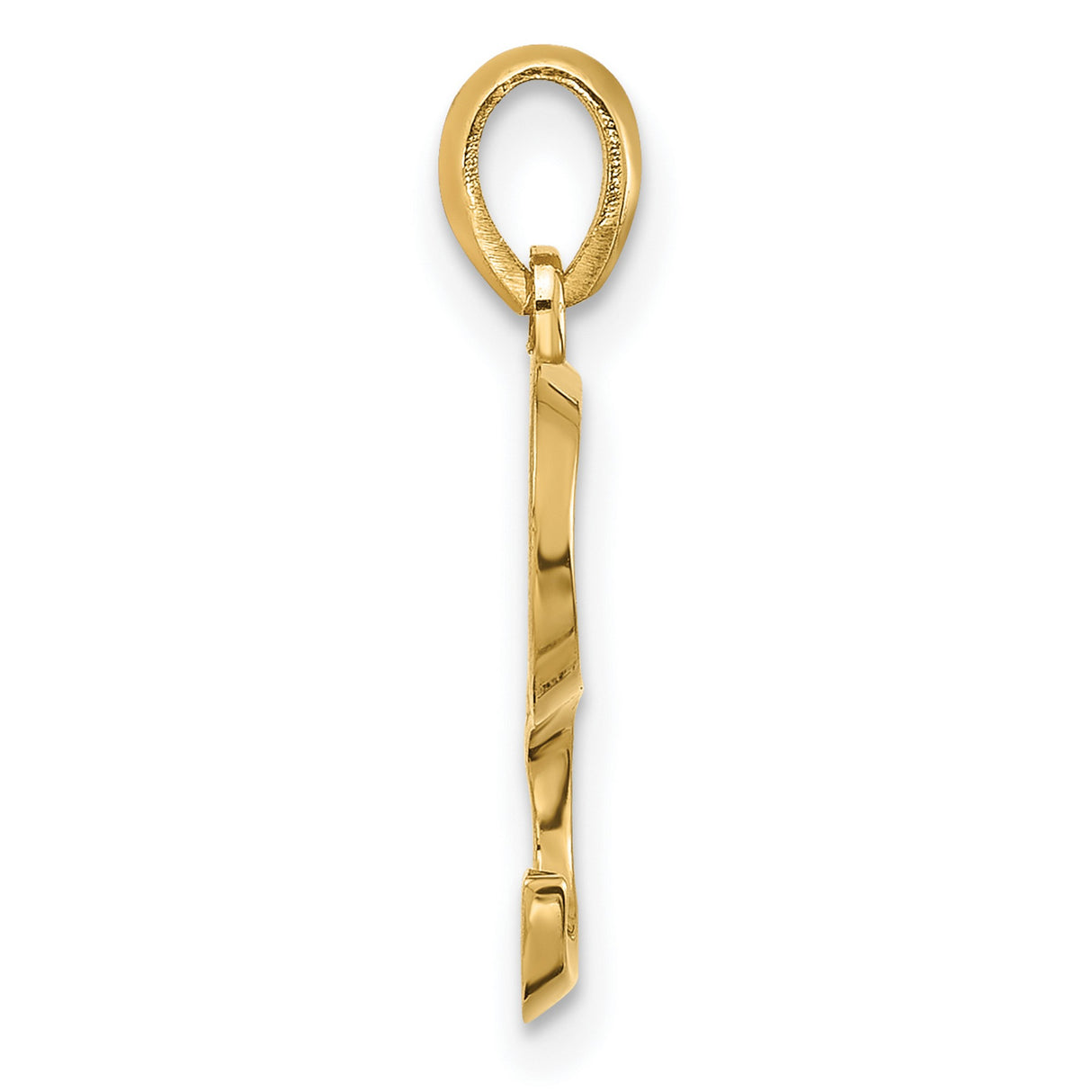 14k Yellow Gold Script Letter S Pendant Charm, Polished Monogram Jewelry for Women or Unisex Wear