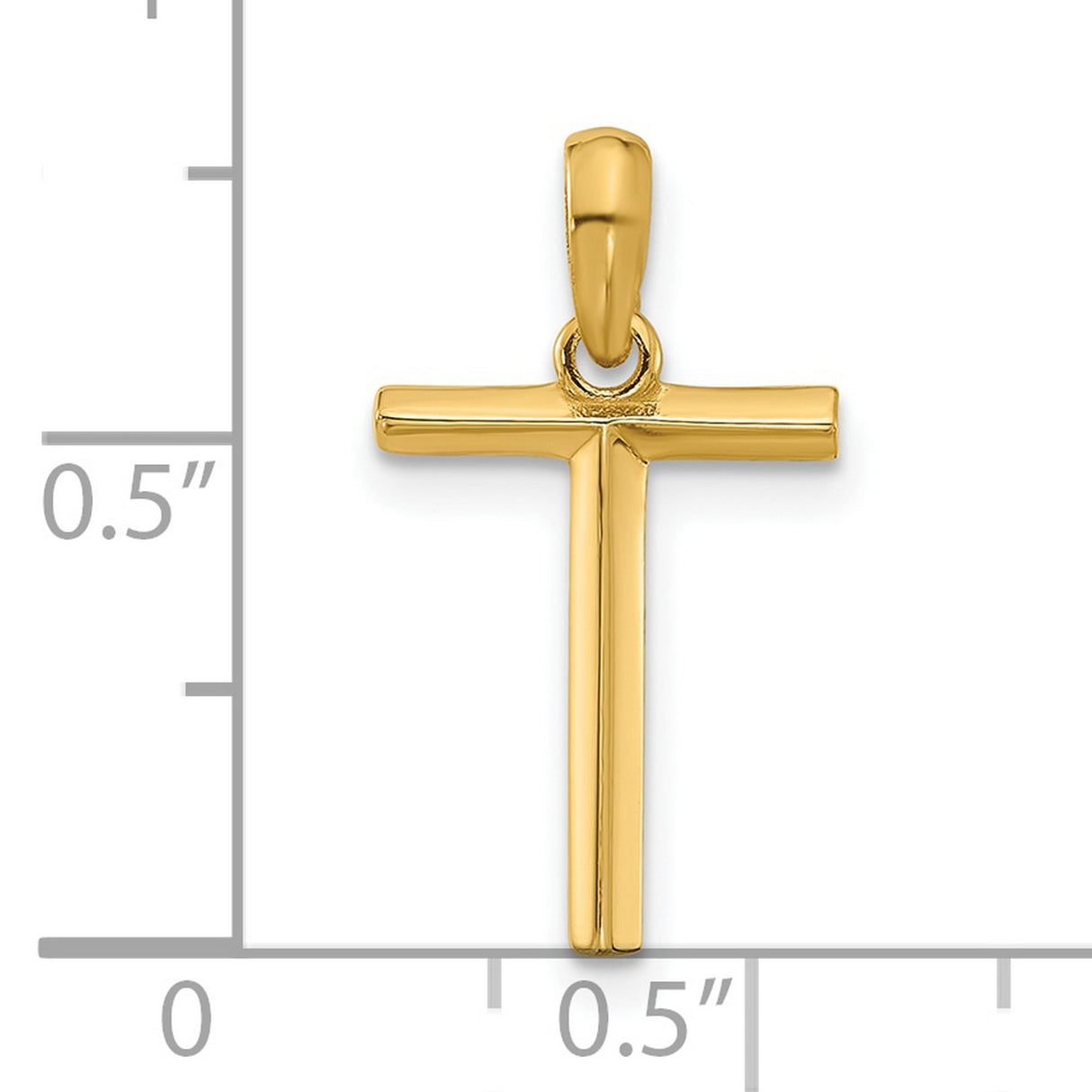 14k Yellow Gold Cross Pendant, Polished Unisex Christian Catholic Religious Charm