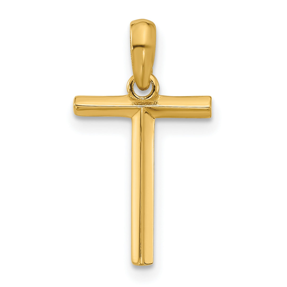 14k Yellow Gold Cross Pendant, Polished Unisex Christian Catholic Religious Charm